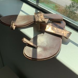 Rose gold flat sandals